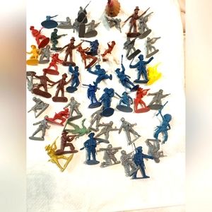 Vintage Western, Military, Army Men Figure Lot of 49 Men, One Horse, One Tipi